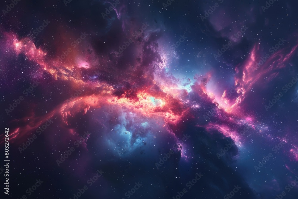 A stunning image of a purple and blue galaxy with stars in the background. Perfect for space and astronomy enthusiasts