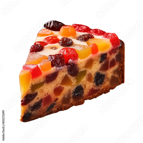 Fruitcake slice isolated on transparent or white background, png