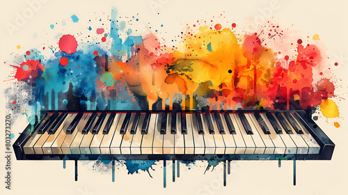 World Music Day Creative Poster Design, Piano Keys on the Grunge Background