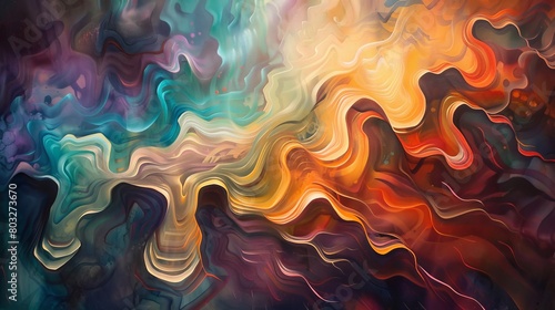 Vibrant abstract digital art portraying fluid shapes and intermingling colors photo