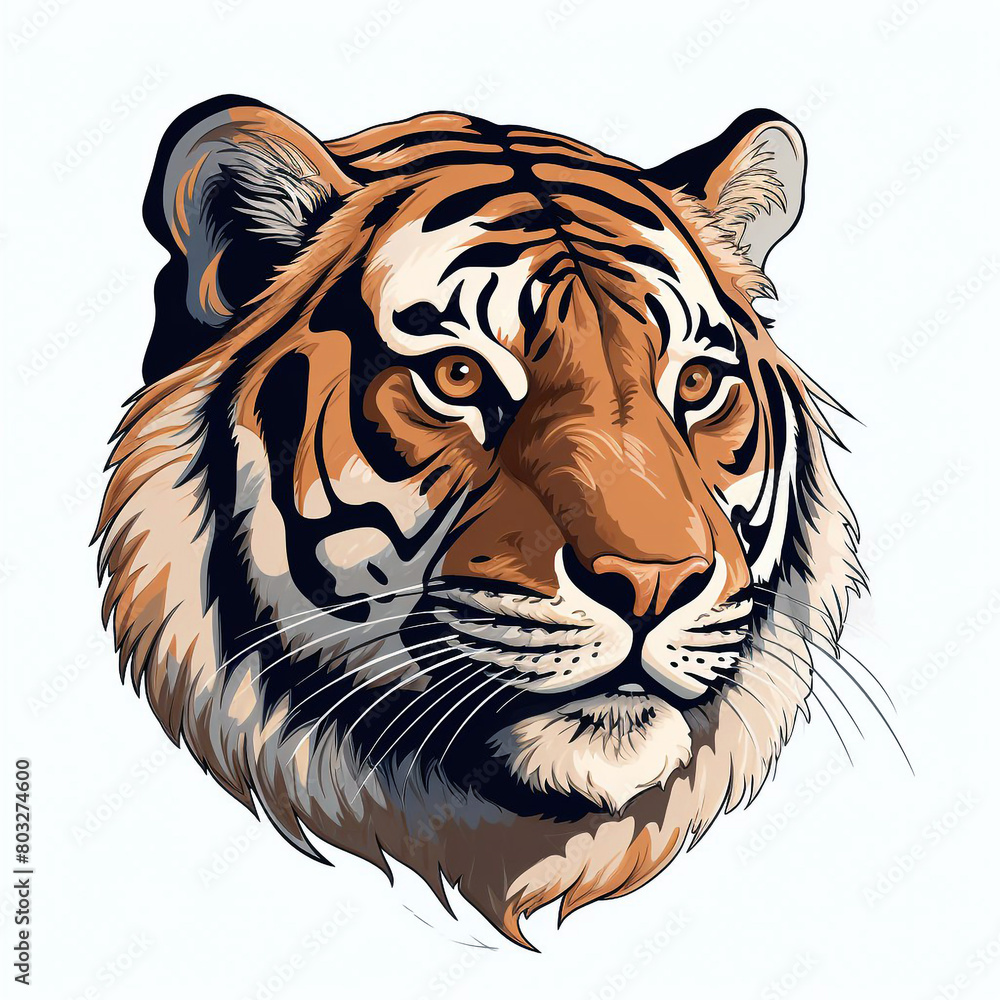 stylized tiger head drawn in vector style5