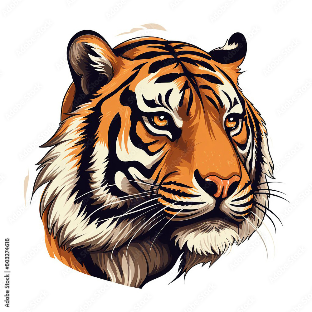 stylized tiger head drawn in vector style7