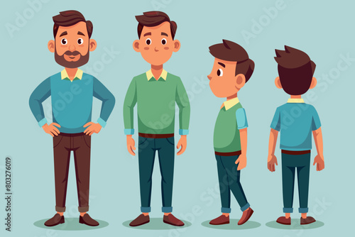 Illustration showing a boys growth into a man from four different angles