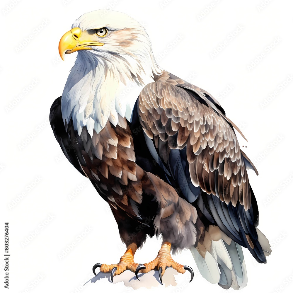 Obraz premium American eagle. Bald eagle clipart. Watercolor illustration. Generative AI. Detailed illustration.