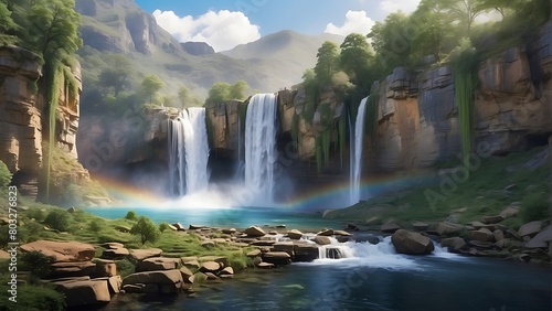 waterfall in the mountains Nature s Majesty The Power of the Waterfall