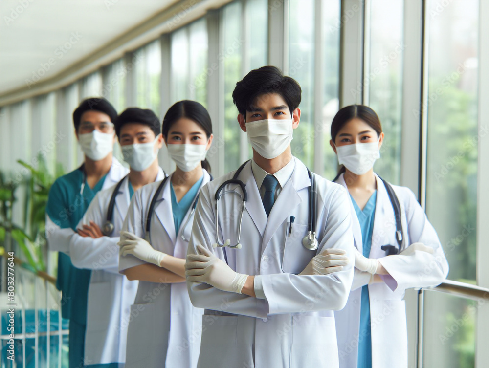 Team of Asian Medical Professionals in Masks Team of Asian Medical Professionals in Masks