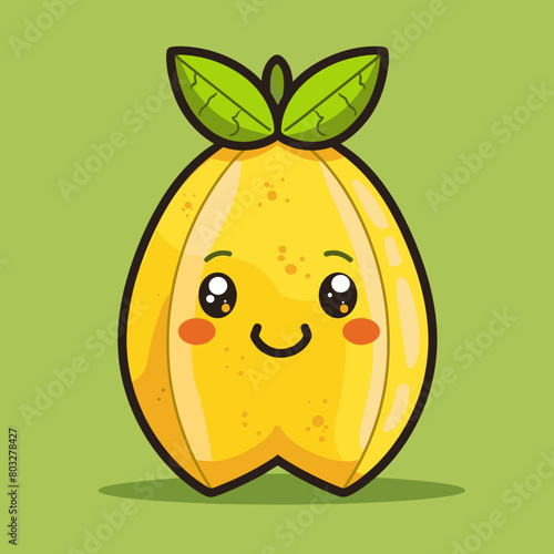 A cartoon Carambola with a leaf on top
