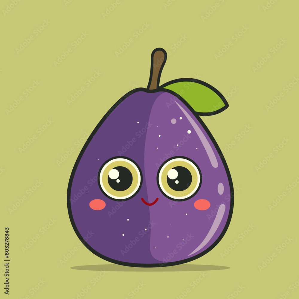 A cartoon fruit Fig with a big smile on its face A cartoon fruit Fig with a big smile on its face