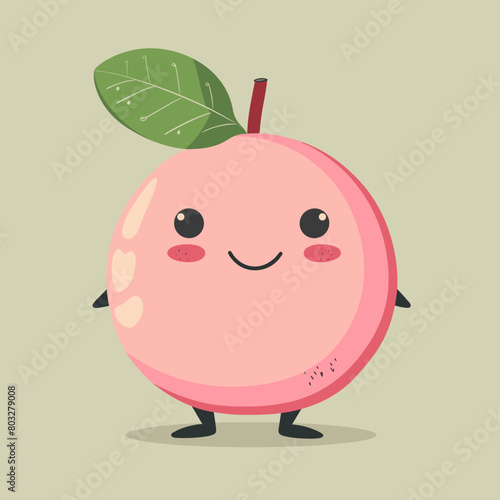 A cartoon Guava with a green leaf on top