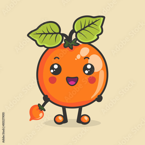 A cartoon Groundcherry with a green leaf on top