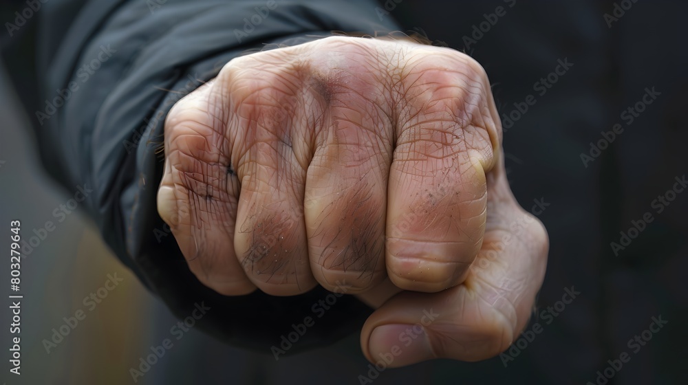 Clenched Fist Revealing Tense Knuckles in Nervous or Frustrated Gesture