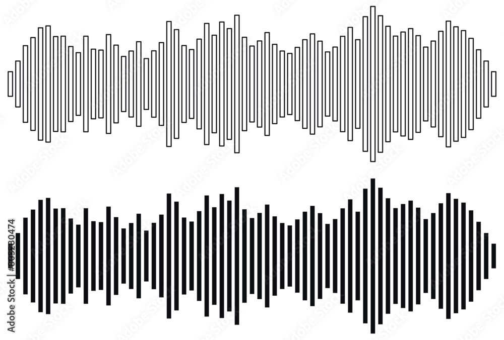 set of Music player sound bar. Sound waves of voice. Audio speech spectrum noise collection.Record interface. Equalizer icons with soundwave line isolated on white background. collection noise.eps 10 set of Music player sound bar. Sound waves of voice. Audio speech spectrum noise collection.Record interface. Equalizer icons with soundwave line isolated on white background. collection noise.eps 10