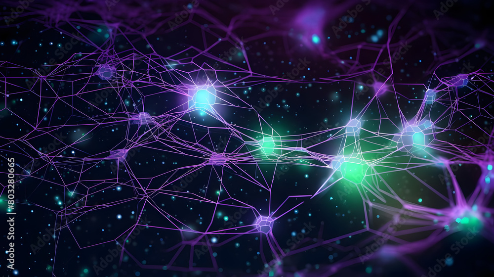 Artificial Intelligence Interface with Purple and Green Neural Network Connections and Data Illustrating AI Data Processing on Black Background Artificial Intelligence Interface with Purple and Green Neural Network Connections and Data Illustrating AI Data Processing on Black Background