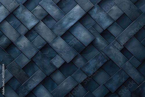 A dark blue wall with a geometric square pattern. Suitable for interior design concepts