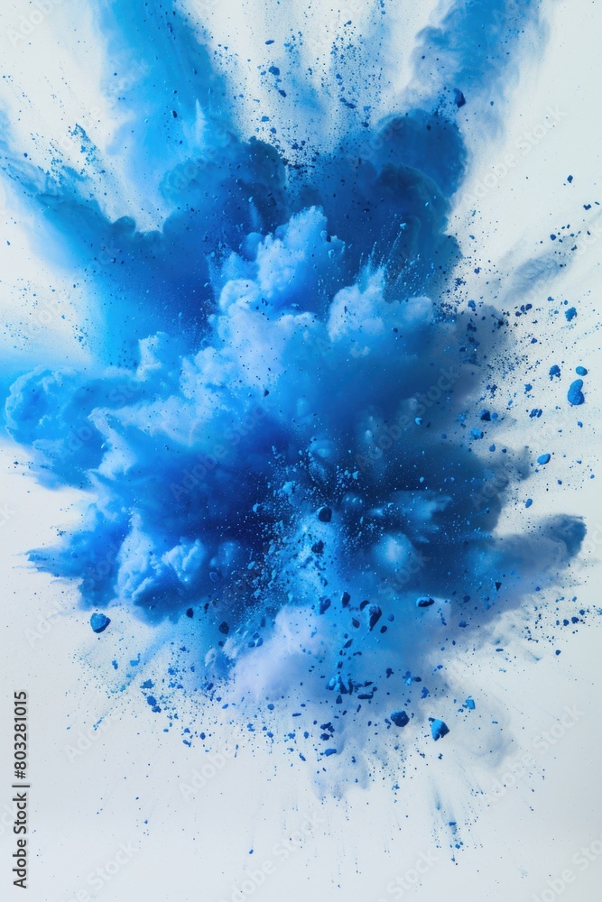 Obraz premium A vibrant blue powder cloud floating in the air. Ideal for advertising and promotional materials