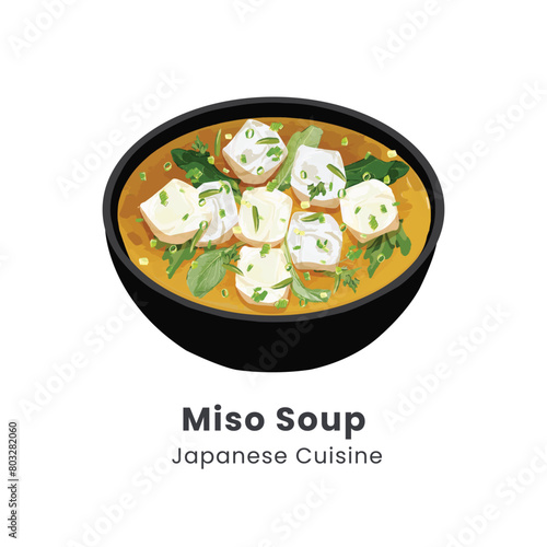 Hand drawn vector illustration of Miso Soup Traditional Japanese Soup