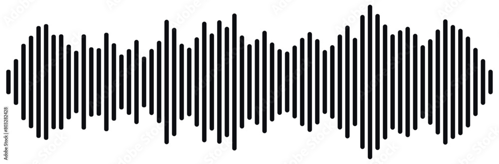 Radio Wave icon. Monochrome simple sound wave on whitet background. Vector sound wave icon. Music player sound bar. Record interface. Equalizer icon with soundwave line. vector illustration. Eps 10 Radio Wave icon. Monochrome simple sound wave on whitet background. Vector sound wave icon. Music player sound bar. Record interface. Equalizer icon with soundwave line. vector illustration. Eps 10