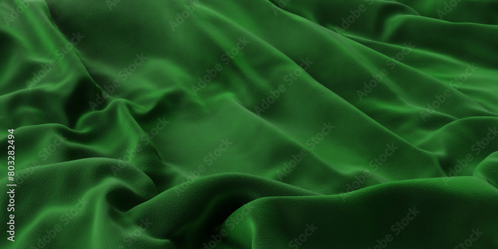 Obraz premium Close up view of green fabric 3d render illustration