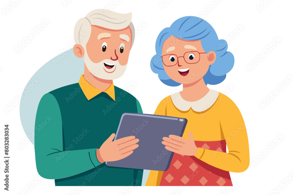 woman couple senior man happy internet love tablet together mature active elderly retirement computer technology online using caucasian home adult family romance modern flat design simple vector woman couple senior man happy internet love tablet together mature active elderly retirement computer technology online using caucasian home adult family romance modern flat design simple vector