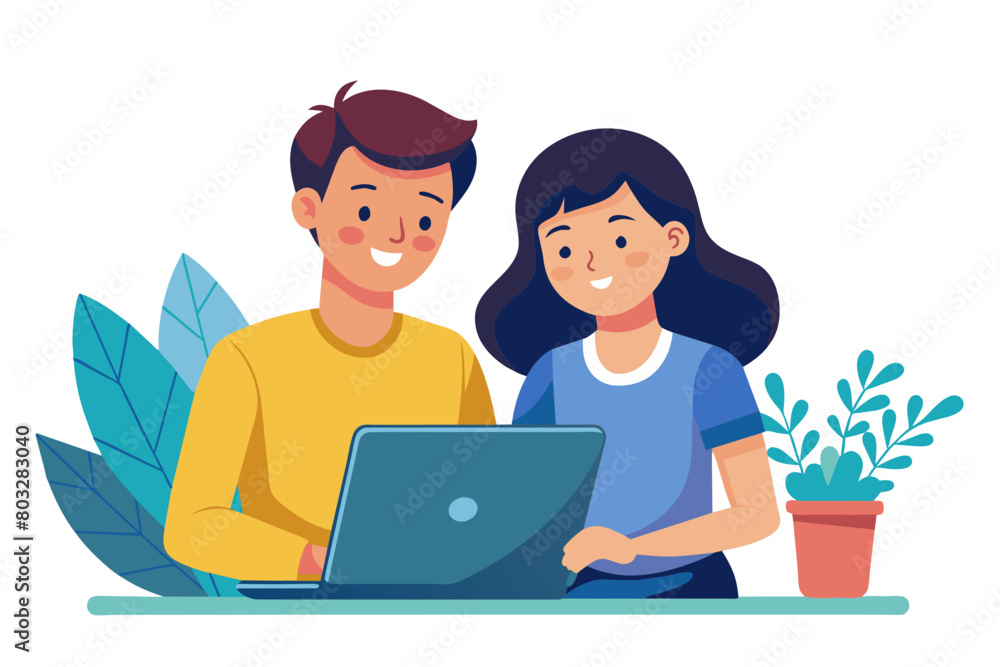 laptop man woman computer technology home couple young together happy happiness smiling togetherness male internet online wife love modern flat design simple vector illustration isolated transparent laptop man woman computer technology home couple young together happy happiness smiling togetherness male internet online wife love modern flat design simple vector illustration isolated transparent
