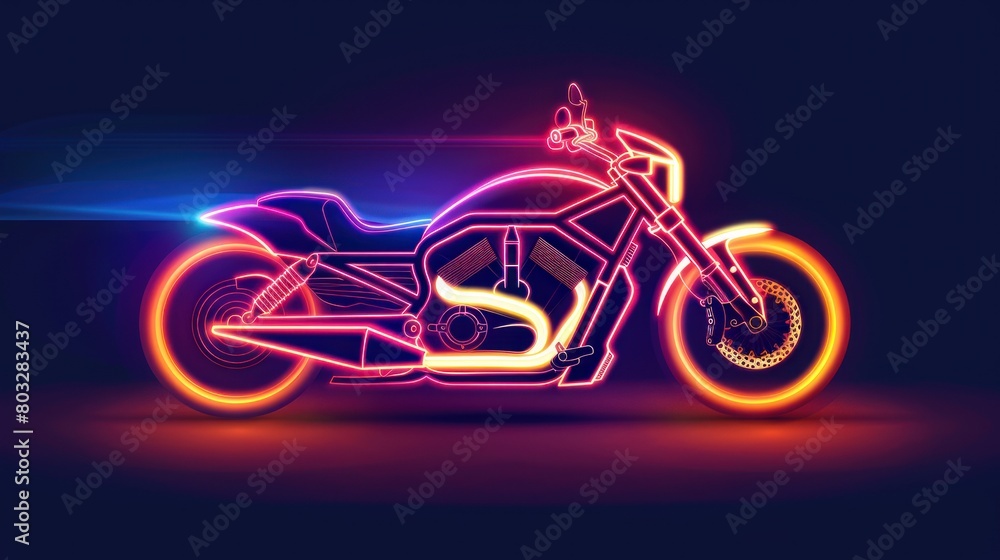 Fototapeta premium cover motorcycle neon light cover motorcycle