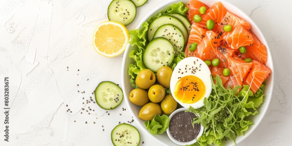 Healthy vegetable salad of fresh tomato, cucumber on plate,Top view. Generative AI. Healthy vegetable salad of fresh tomato, cucumber on plate,Top view. Generative AI.