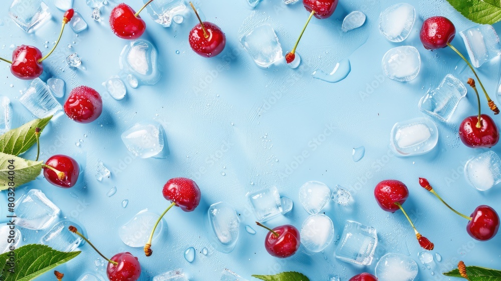 Fresh cherries, natural fruits with a high content of vitamins and nutrients, the concept of a healthy diet. View from above. Fresh cherries, natural fruits with a high content of vitamins and nutrients, the concept of a healthy diet. View from above.