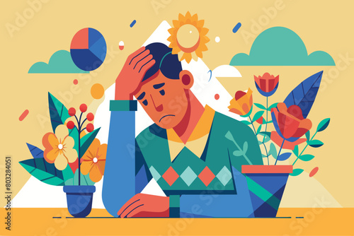 Man wiping forehead, struggling with intense summer heat