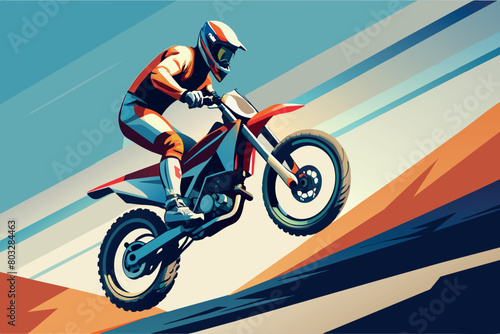 Motocross rider mid-air during a daring jump