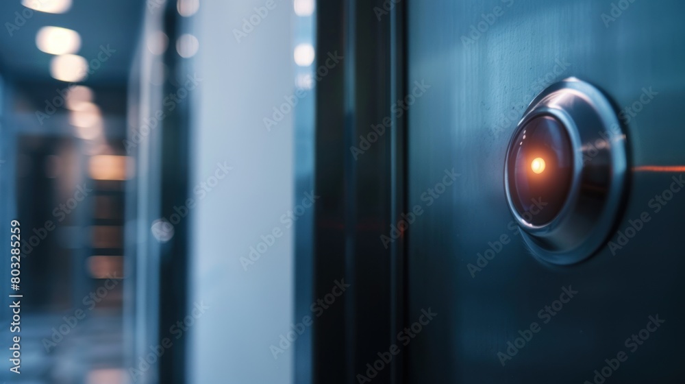 Door bell button at the front door. A doorbell is a signaling device typically placed near a door Door bell button at the front door. A doorbell is a signaling device typically placed near a door