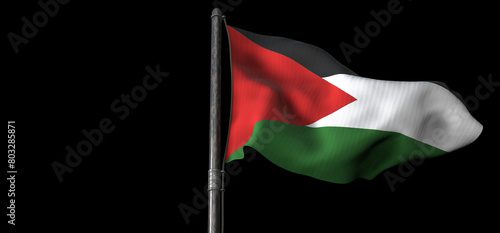 Flag of Palestine, State Flag of the Palestinian People - Symbol of Free Palestine. May 2024 (3D Render)