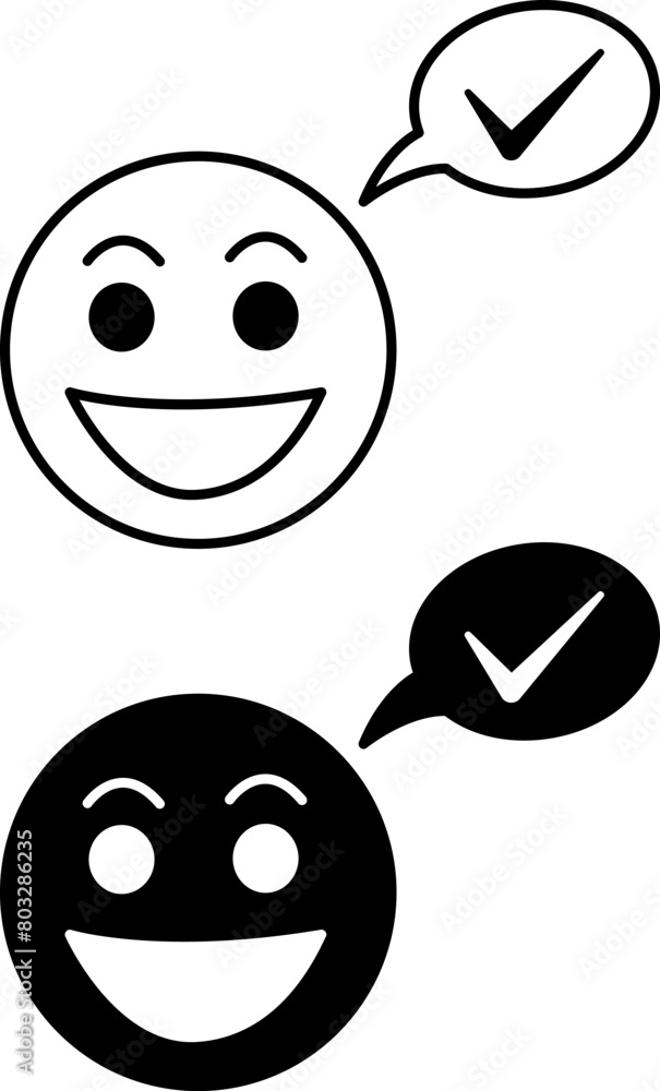Positive Mindset Icons. Black and White Vector Icon of a Smiling Human Face. Mental Health. Psychology. Positive Thinking Concept Positive Mindset Icons. Black and White Vector Icon of a Smiling Human Face. Mental Health. Psychology. Positive Thinking Concept