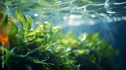 A fish swimming in algae-filled water