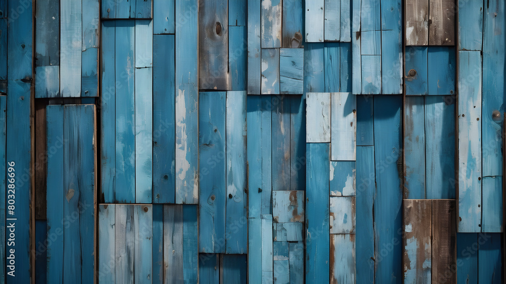 Textured Patchwork of Painted Wooden Panels in blue Tones Textured Patchwork of Painted Wooden Panels in blue Tones