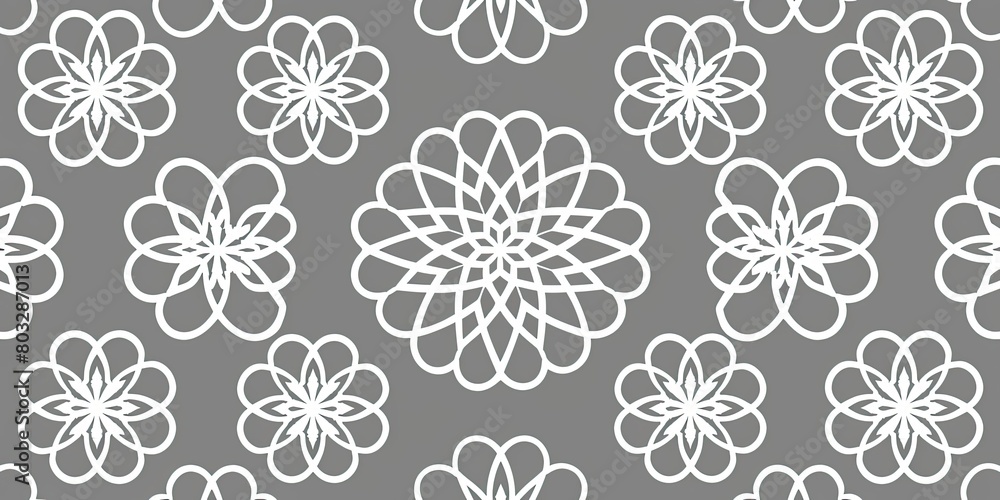 Modern Islamic pattern with white lines on a grey background, featuring geometric patterns and floral motifs in the style of an elegant design. Modern Islamic pattern with white lines on a grey background, featuring geometric patterns and floral motifs in the style of an elegant design.