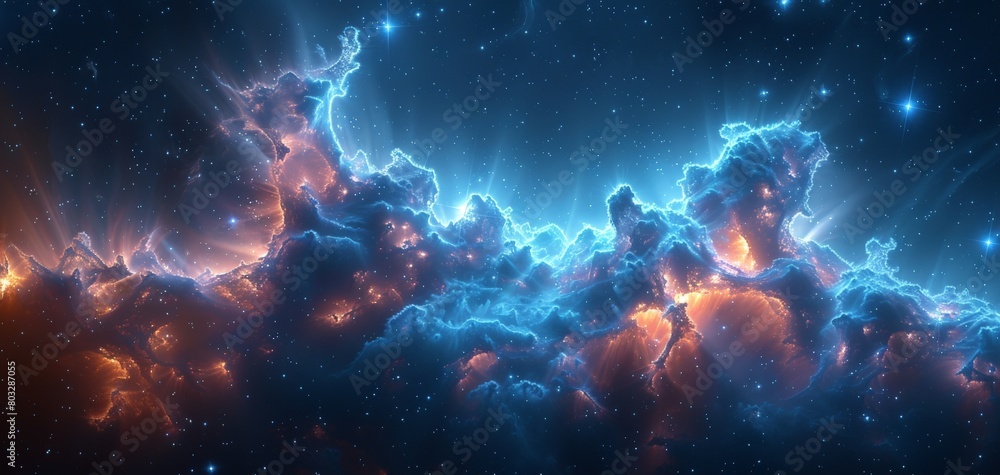 Nebula, outer space, stars, gas clouds. Beautiful blue space background. Sci-fi cosmic wallpaper. Nebula, outer space, stars, gas clouds. Beautiful blue space background. Sci-fi cosmic wallpaper.