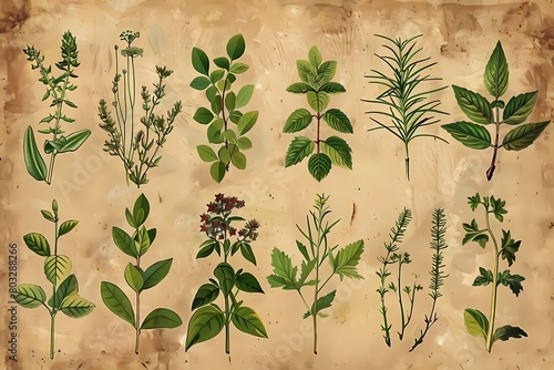 Alternative medicine with medicinal herbs background picture, 