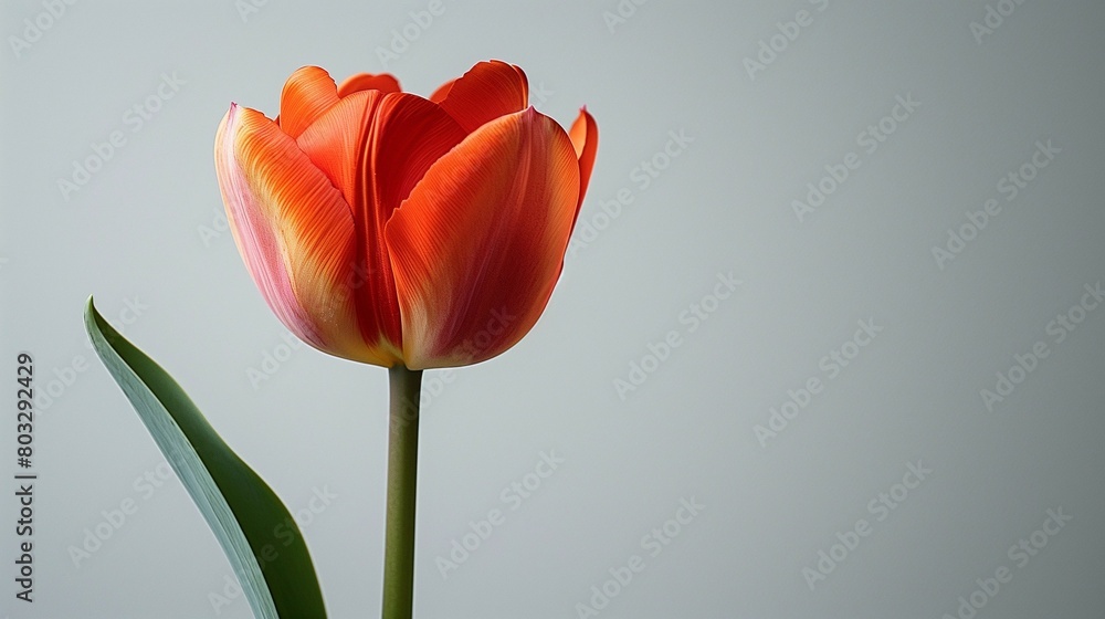 Elegant Solitude: Perfect Tulip on White Background, generative ai Elegant Solitude: Perfect Tulip on White Background, generative ai