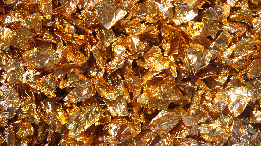 Close up of a pile of gold foil