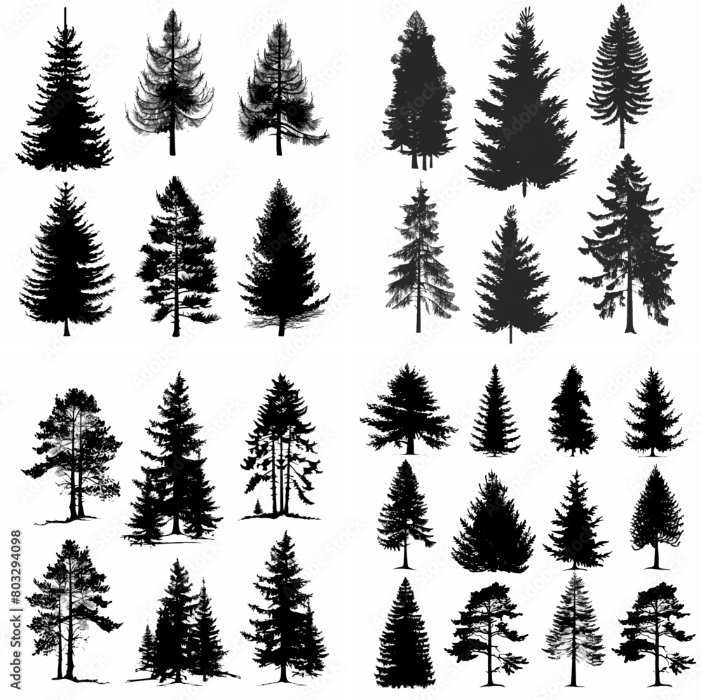 black tree silhouette set pure badge eco outline recreation breath emblem label protection graphic pine trunk woodland black tree silhouette set pure badge eco outline recreation breath emblem label protection graphic pine trunk woodland