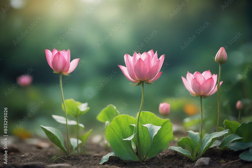 Obraz premium pink tulips in the garden