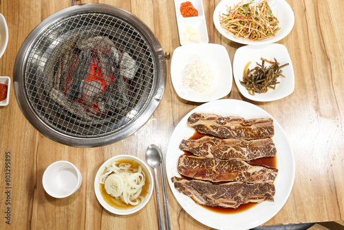 Korean style bbq. Marinated beef ribs