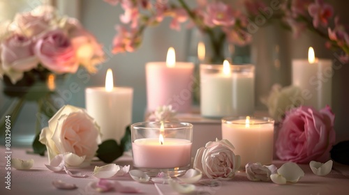candles in various romantic scents with rose