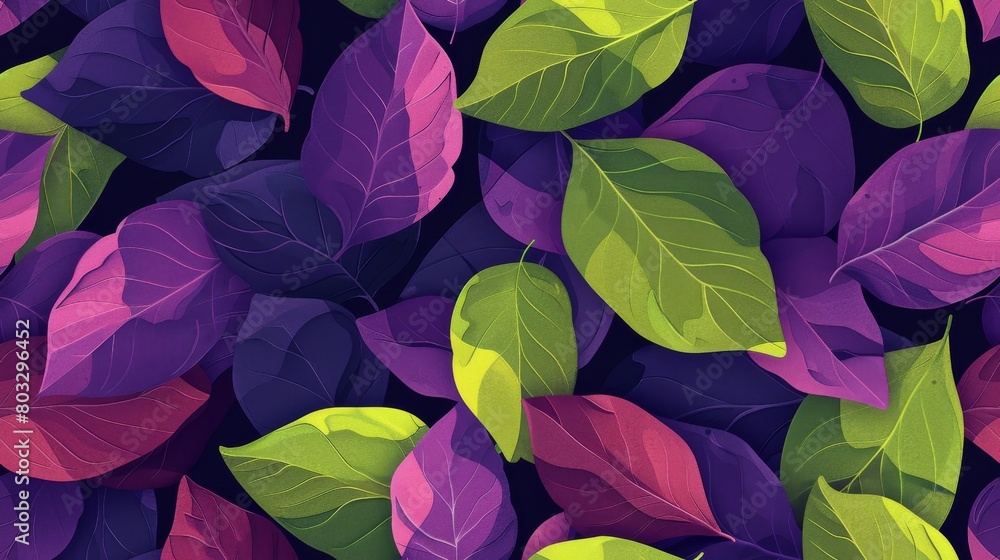 Vibrant small leaf in colorful Disco purple, hot pink, lime, and slime green.