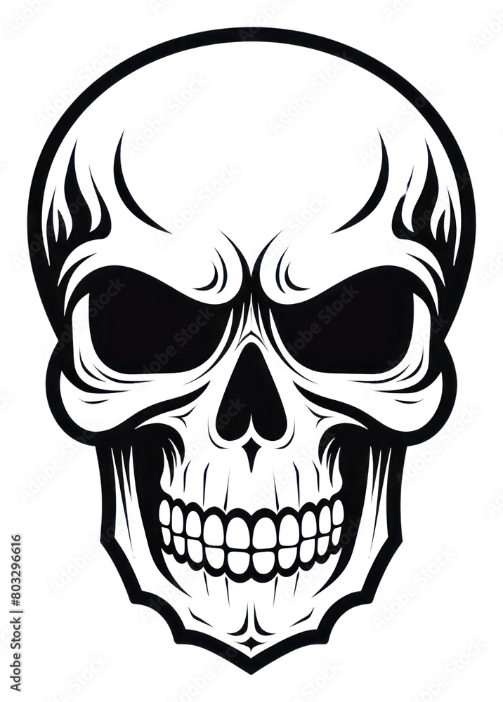 Fototapeta premium PNG Skull black white logo.