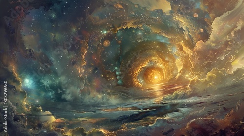 Majestic cosmic whirlpool: A surreal fantasy landscape with luminescent colors © Yusif