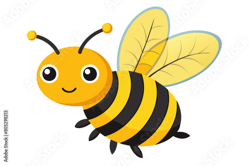 Bee cartoon isolated on white background. Vector illustration. 