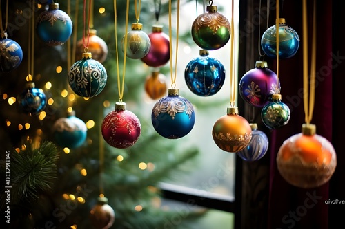 zeimage HD Festive Delight Colorful Christmas Baubles