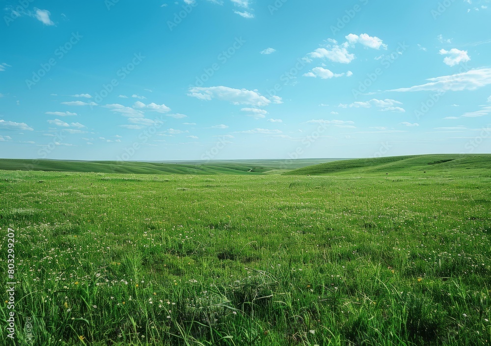 Grassland under blue sky