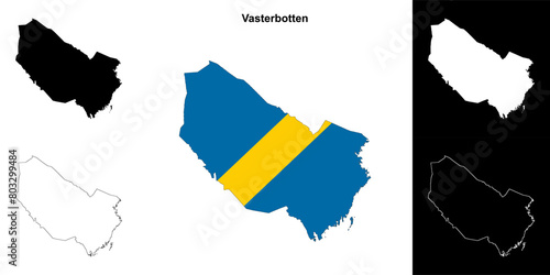 Vasterbotten county blank outline map set